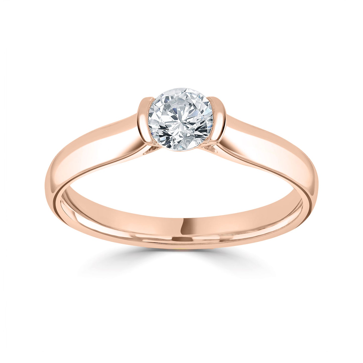 18ct Rose Gold Open Bezel Set Diamond Engagement Ring