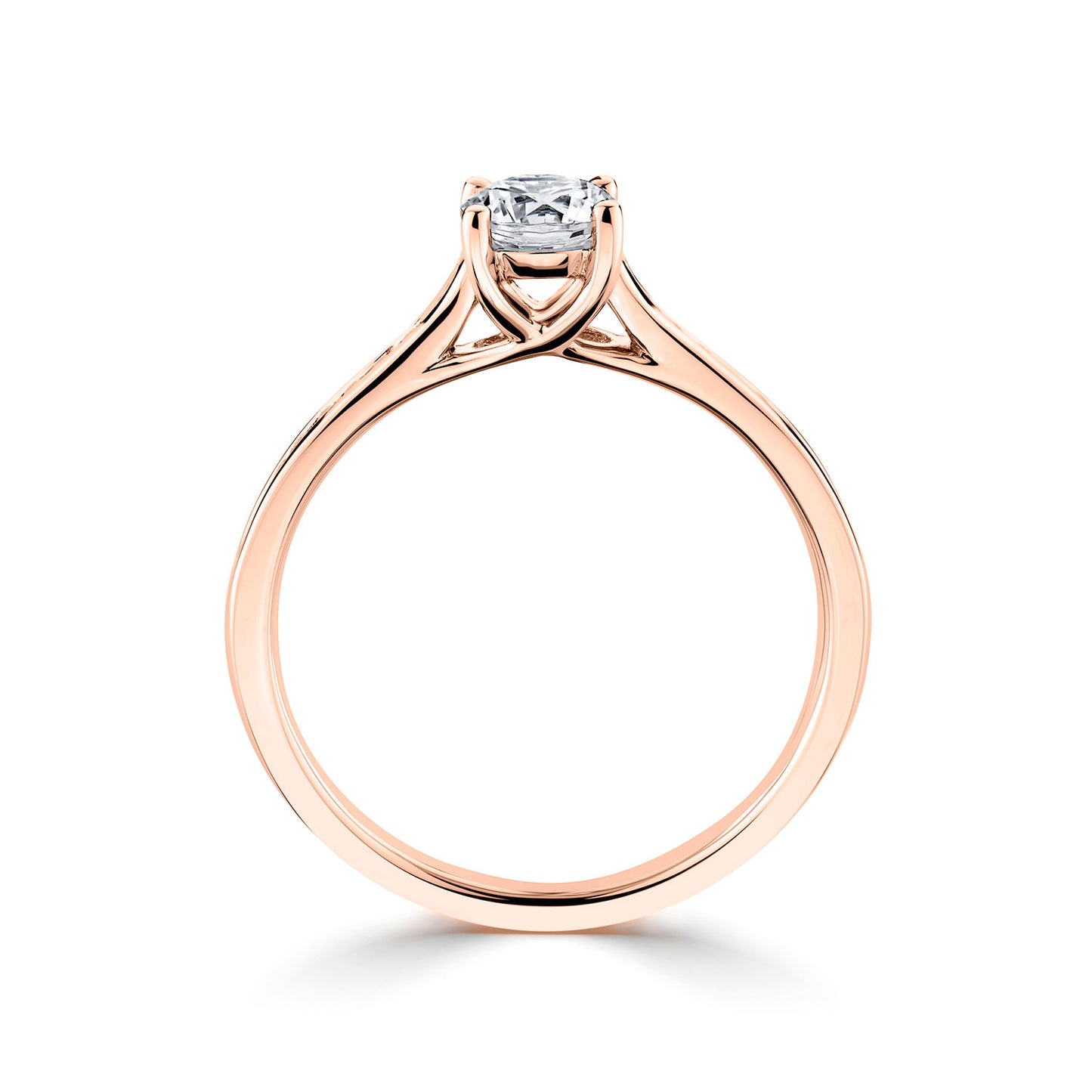 18ct Rose Gold Diamond Ring With Channel Set Diamond Shoulders