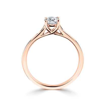 18ct Rose Gold Diamond Ring With Channel Set Diamond Shoulders