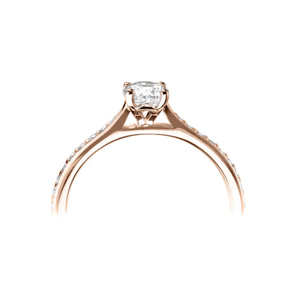 18ct Rose Gold Diamond Ring With Pave Set Rising Shoulders