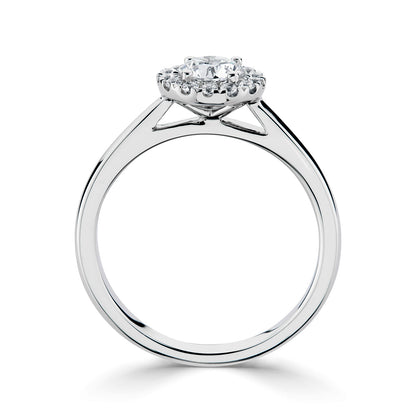 Platinum Diamond Set Elegant Halo Style Engagement Ring