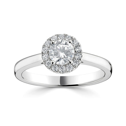 Platinum Diamond Set Elegant Halo Style Engagement Ring