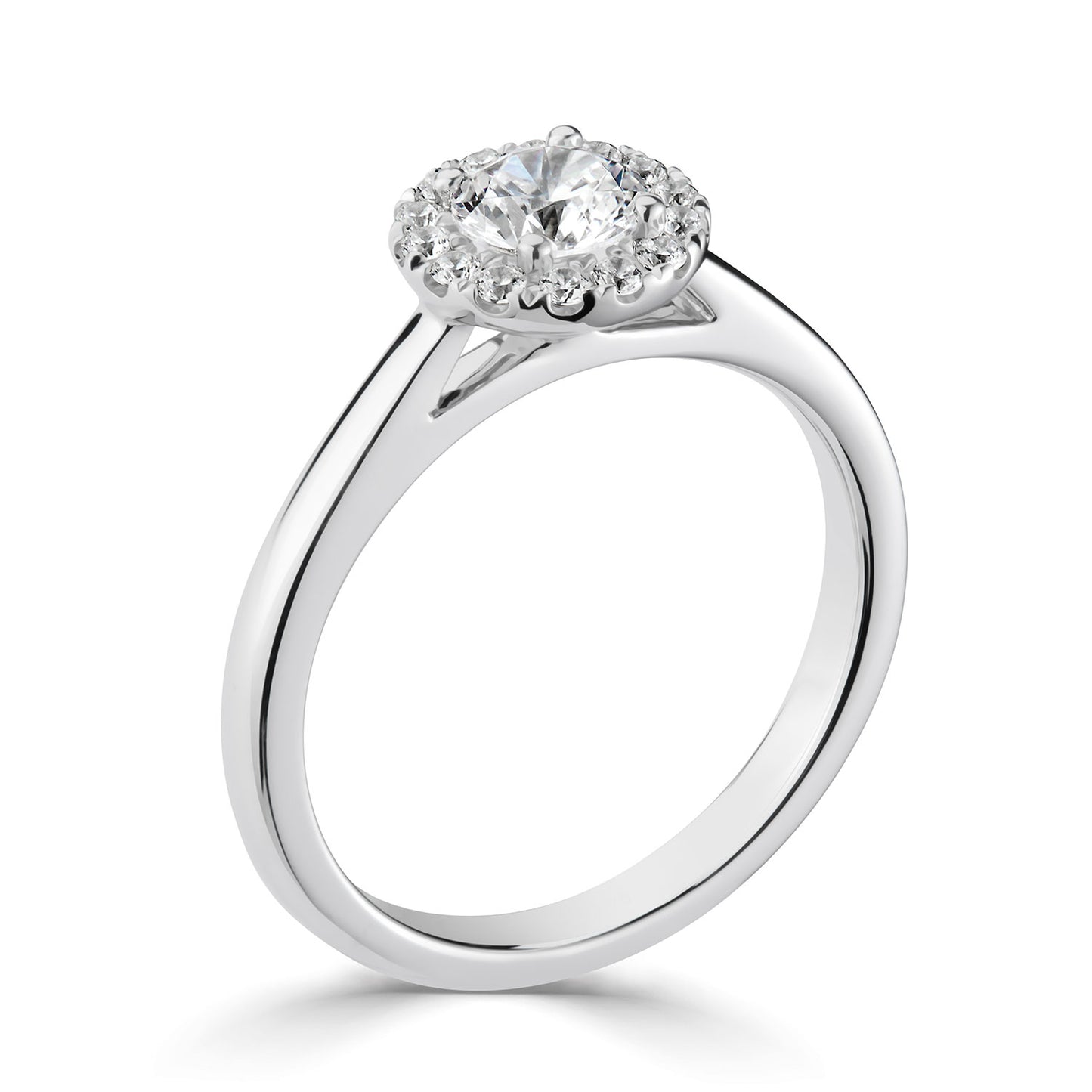 Platinum Diamond Set Elegant Halo Style Engagement Ring