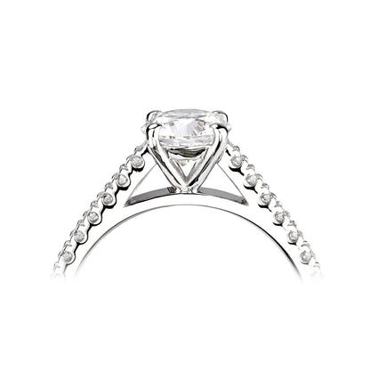 Platinum Diamond Set Engagement Ring With Diamond Set Slim Shoulders.