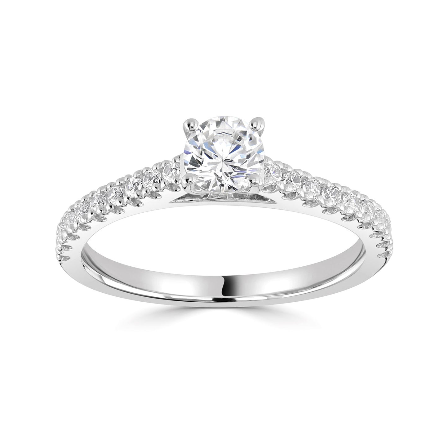 Platinum Diamond Set Engagement Ring With Diamond Set Slim Shoulders.