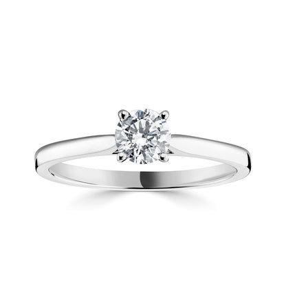 Platinum Solitaire Four Claw Set Diamond Engagement Ring