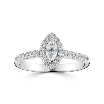 18ct White Gold Marquise halo Style Diamond Ring