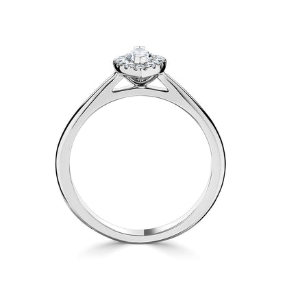 18ct White Gold Marquise Halo Style Diamond Ring With Plain shoulders