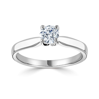 18ct White Gold Solitaire Four Claw Diamond Set Engagement