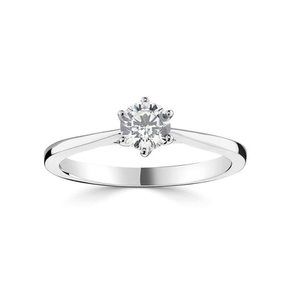 18ct White Gold Six Claw Solitaire Diamond Engagement Ring