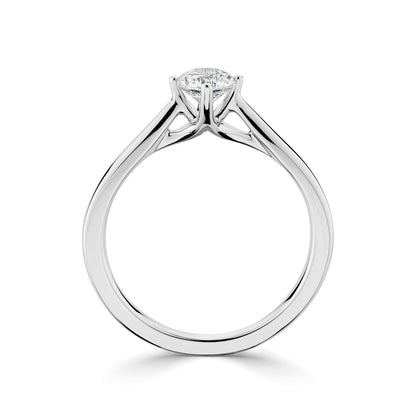 18ct White Gold Four Claw Compass Solitaire Diamond Engagement Ring.