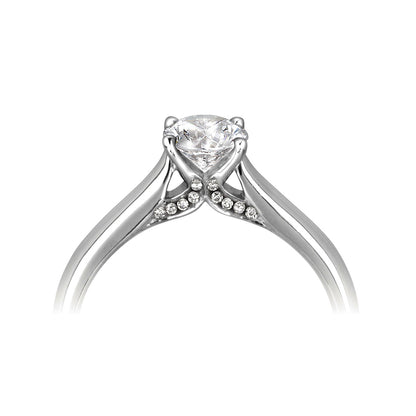 18ct White Gold Four Claw Diamond Set Solitaire Diamond Ring With Diamond Head Embelishment