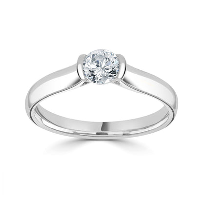 18ct White Gold Open Bezel Set Diamond Engagement Ring