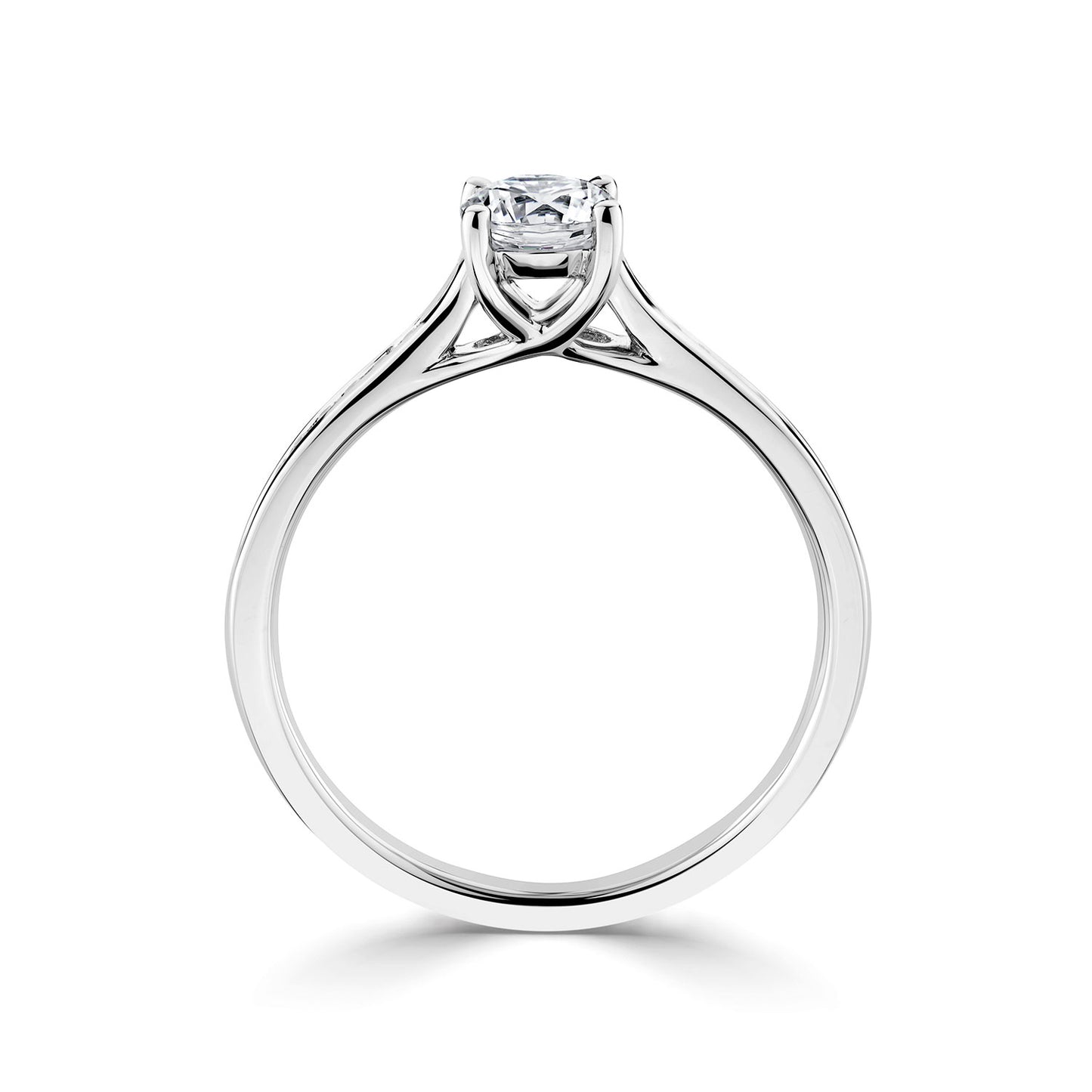 18ct White Gold Diamond Ring With Channel Set Diamond Shoulders