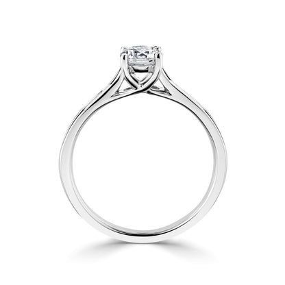 18ct White Gold Diamond Ring With Channel Set Diamond Shoulders