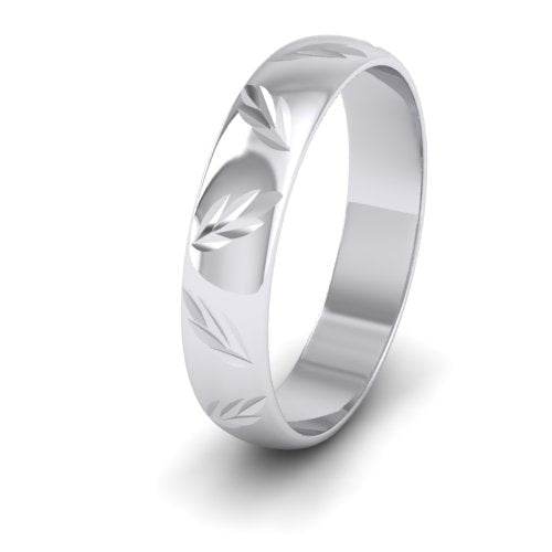 Leaf Cut Pattern 950 Platinum 4mm Wedding Ring
