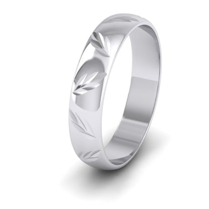 Leaf Cut Pattern 950 Platinum 4mm Wedding Ring