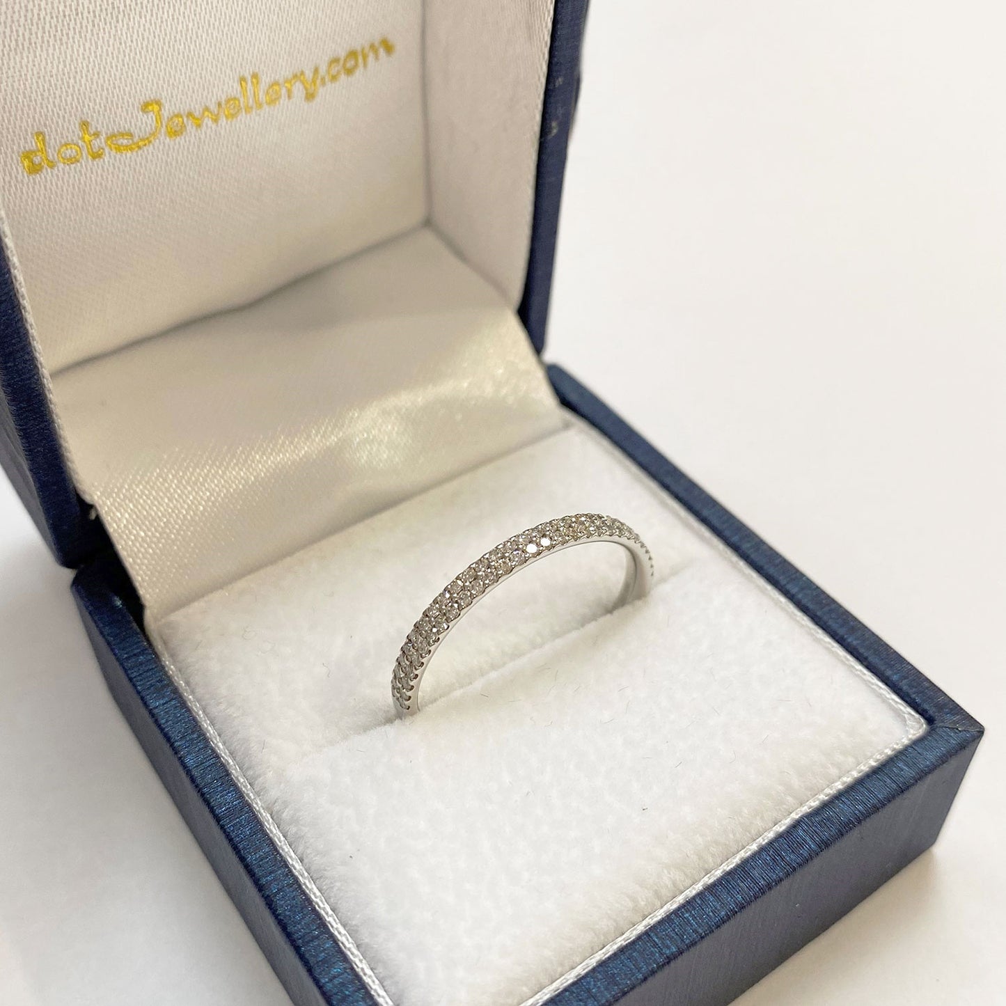 Two Row Round Claw 0.28ct Half Diamond Set 9ct White Gold 2.5mm Ring