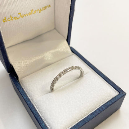 Two Row Round Claw 0.28ct Half Diamond Set 9ct White Gold 2.5mm Ring