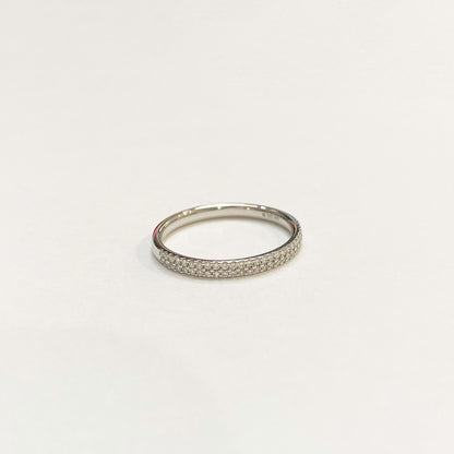 Two Row Round Claw 0.28ct Half Diamond Set 9ct White Gold 2.5mm Ring