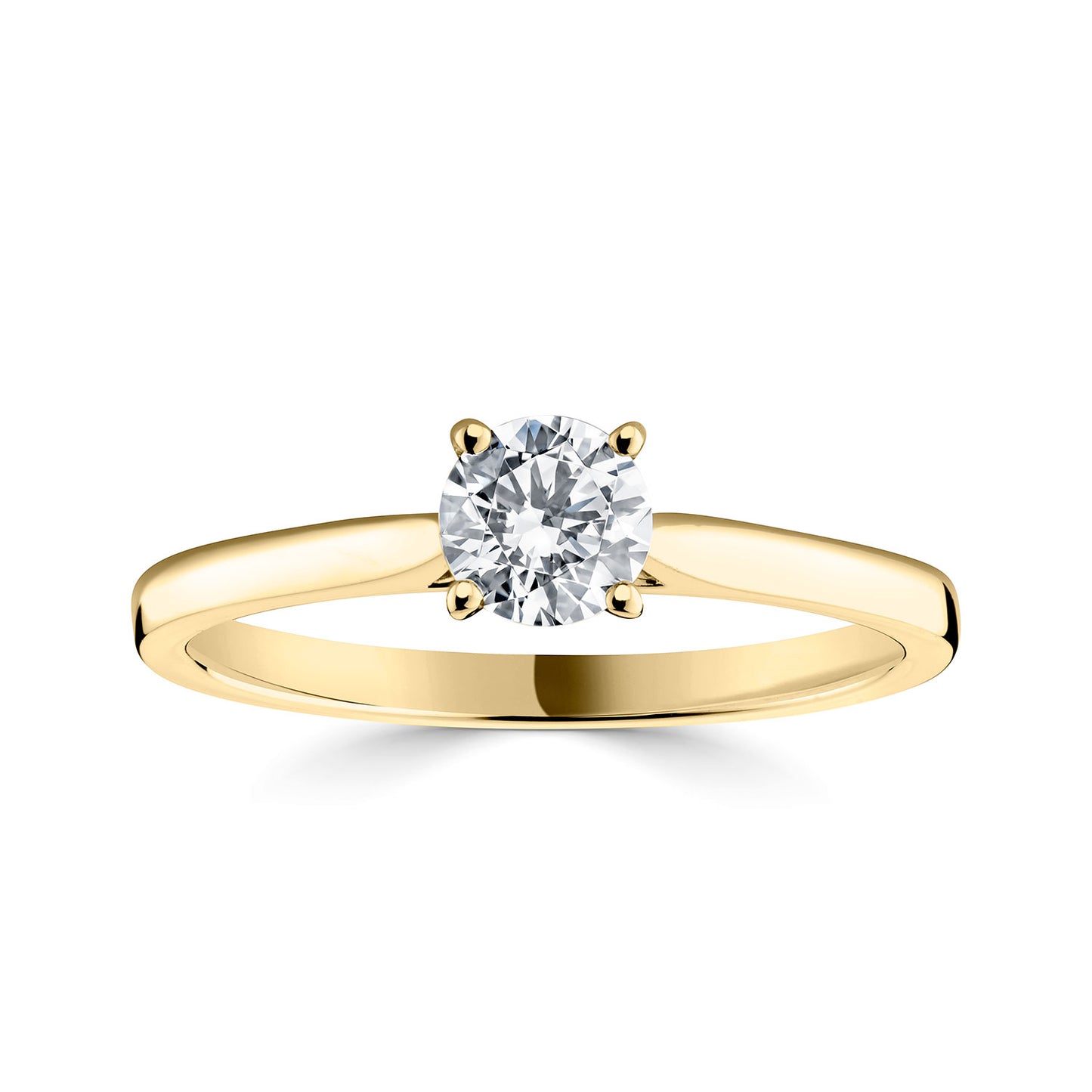 18ct Yellow Gold Solitaire Four Claw Set Diamond Engagement Ring
