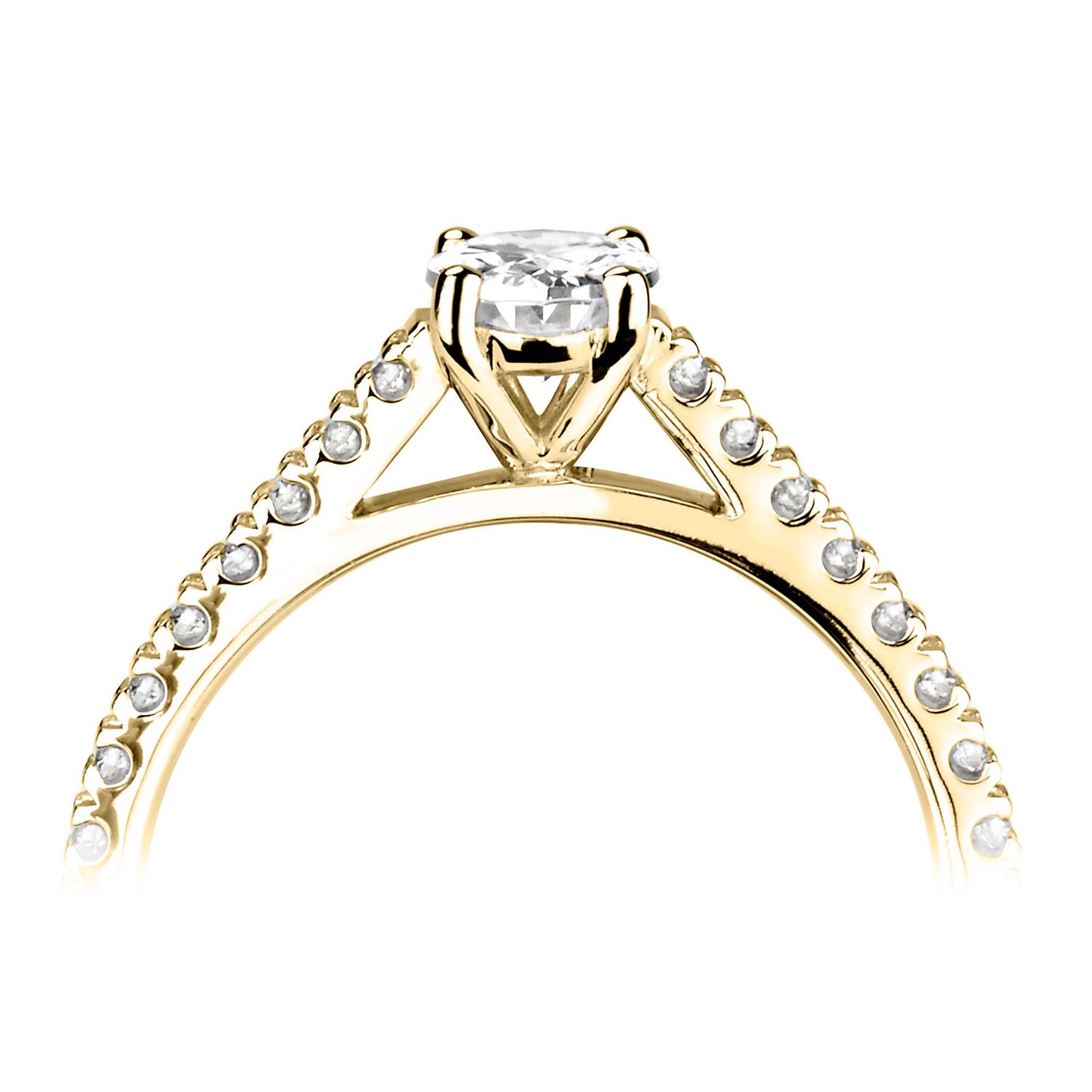 18ct Yellow Gold Oval Diamond Ring With Diamond Shoulders