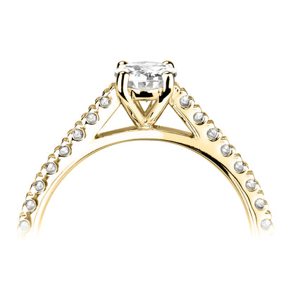 18ct Yellow Gold Oval Diamond Ring With Diamond Shoulders