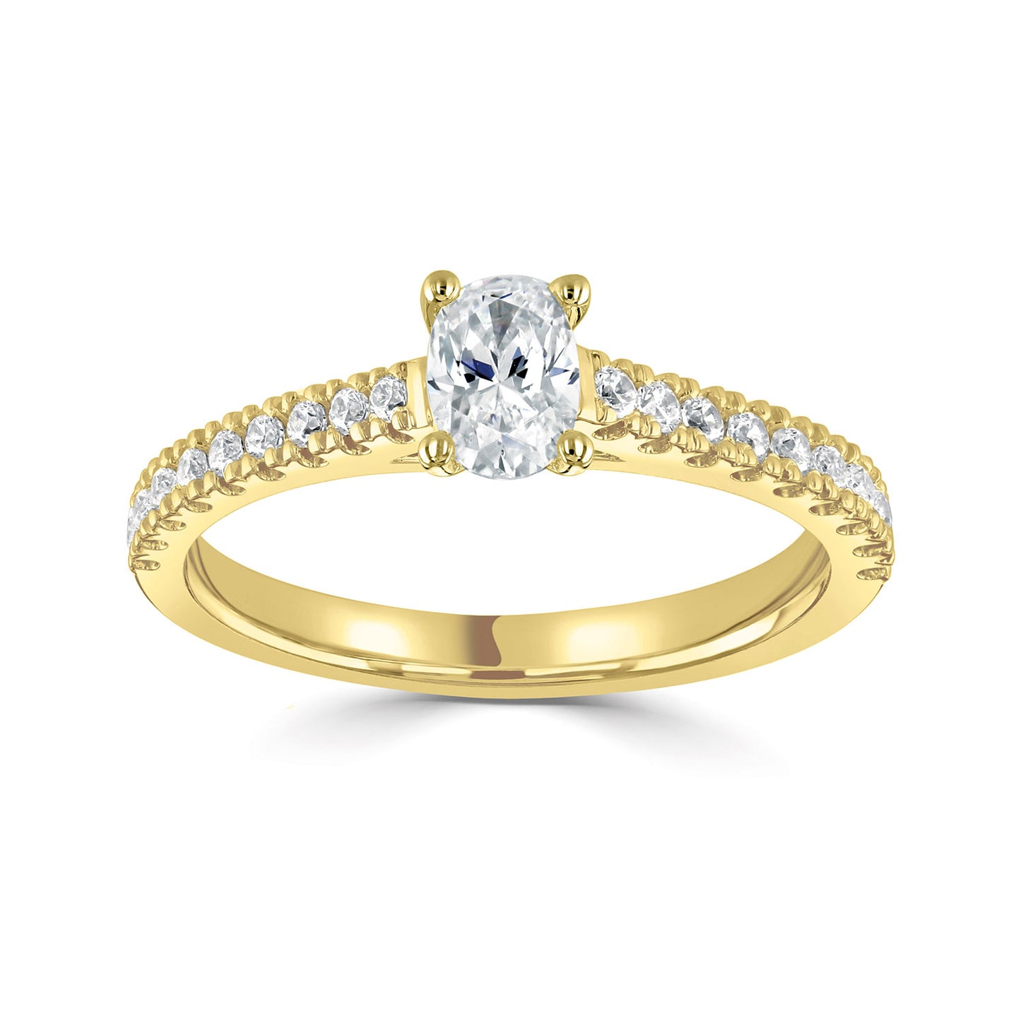 18ct Yellow Gold Oval Diamond Ring With Diamond Shoulders