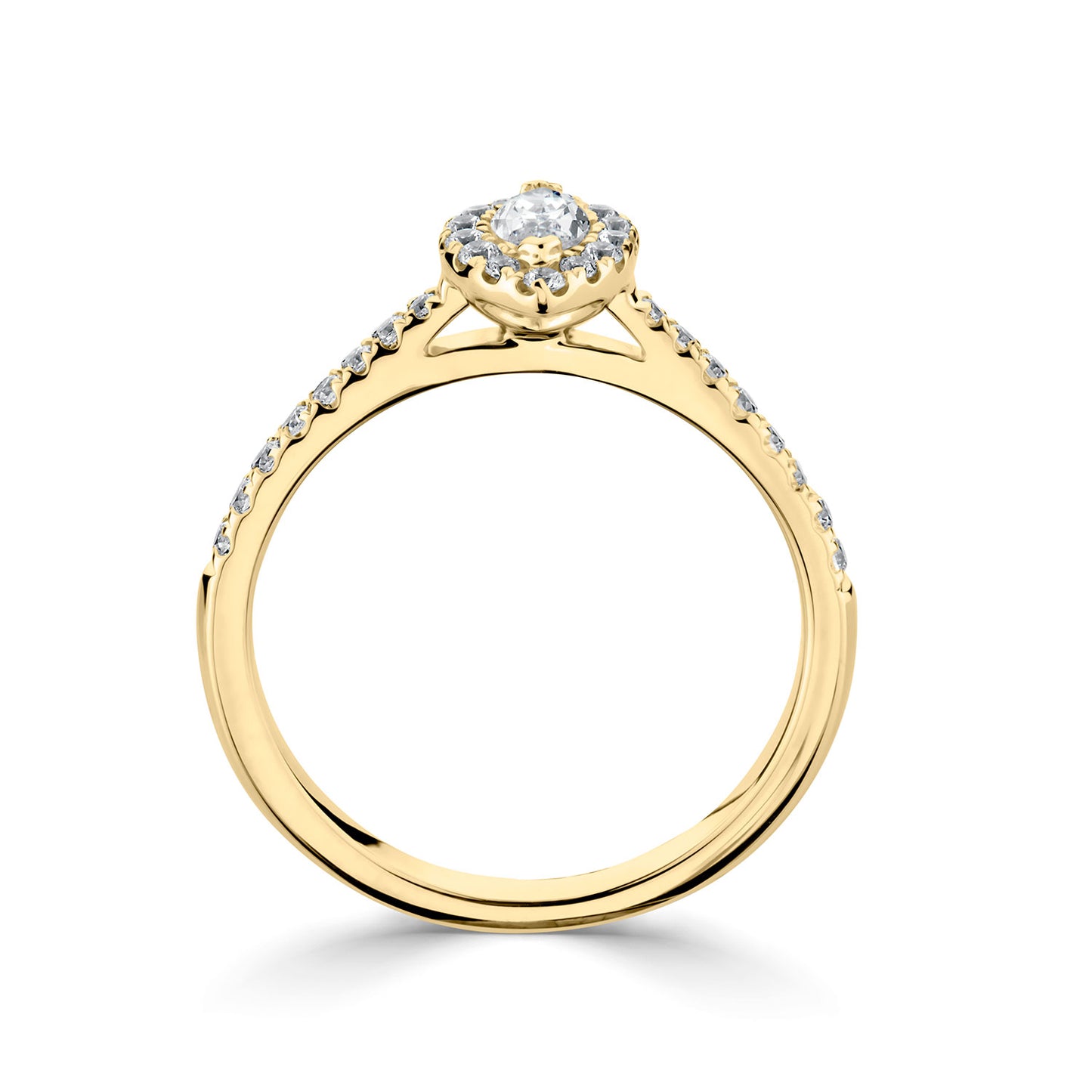 18ct Yellow Gold Marquise halo Style Diamond Ring