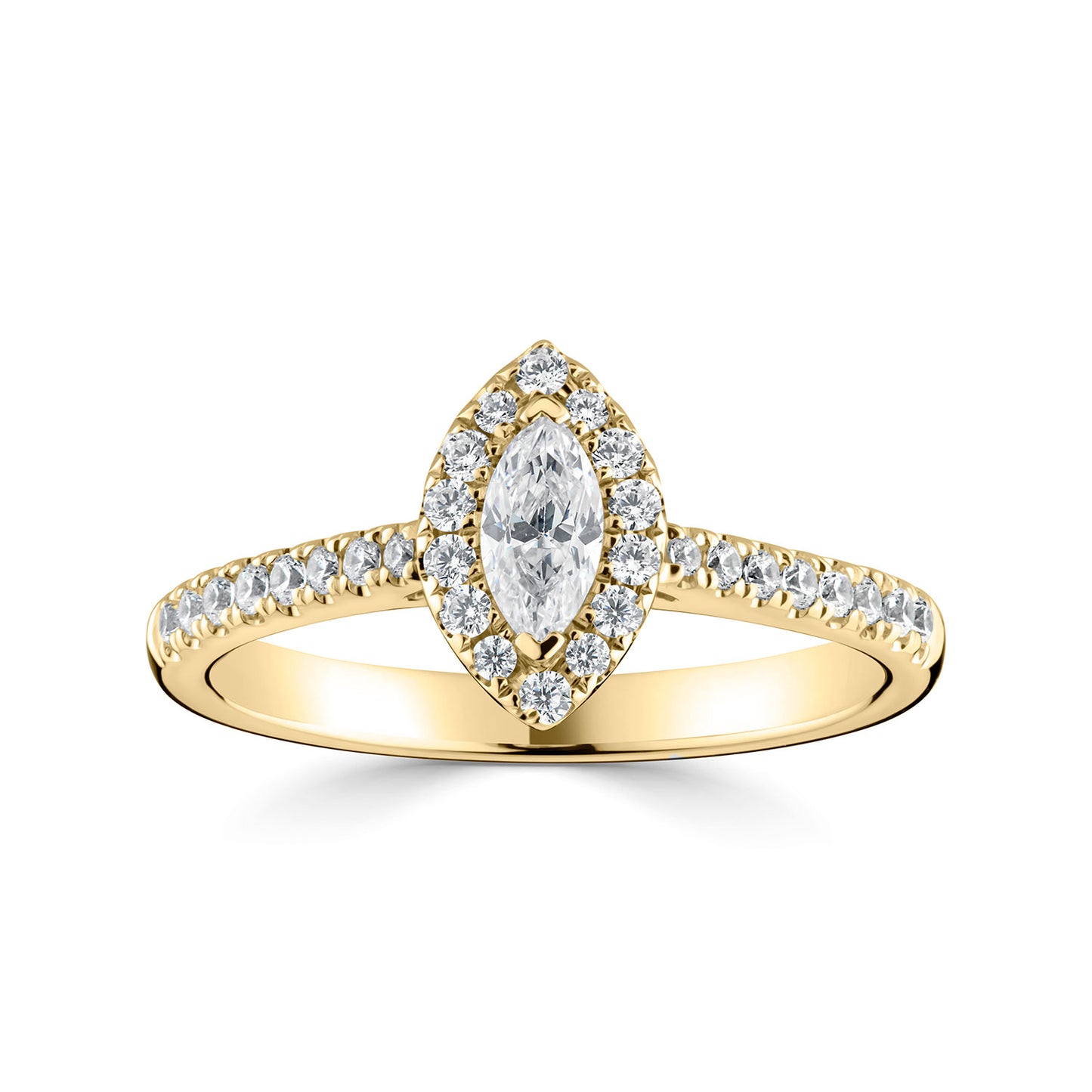 18ct Yellow Gold Marquise halo Style Diamond Ring