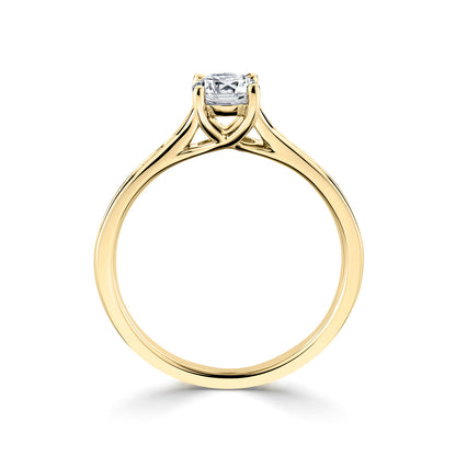 18ct Yellow Gold Diamond Ring With Channel Set Diamond Shoulders