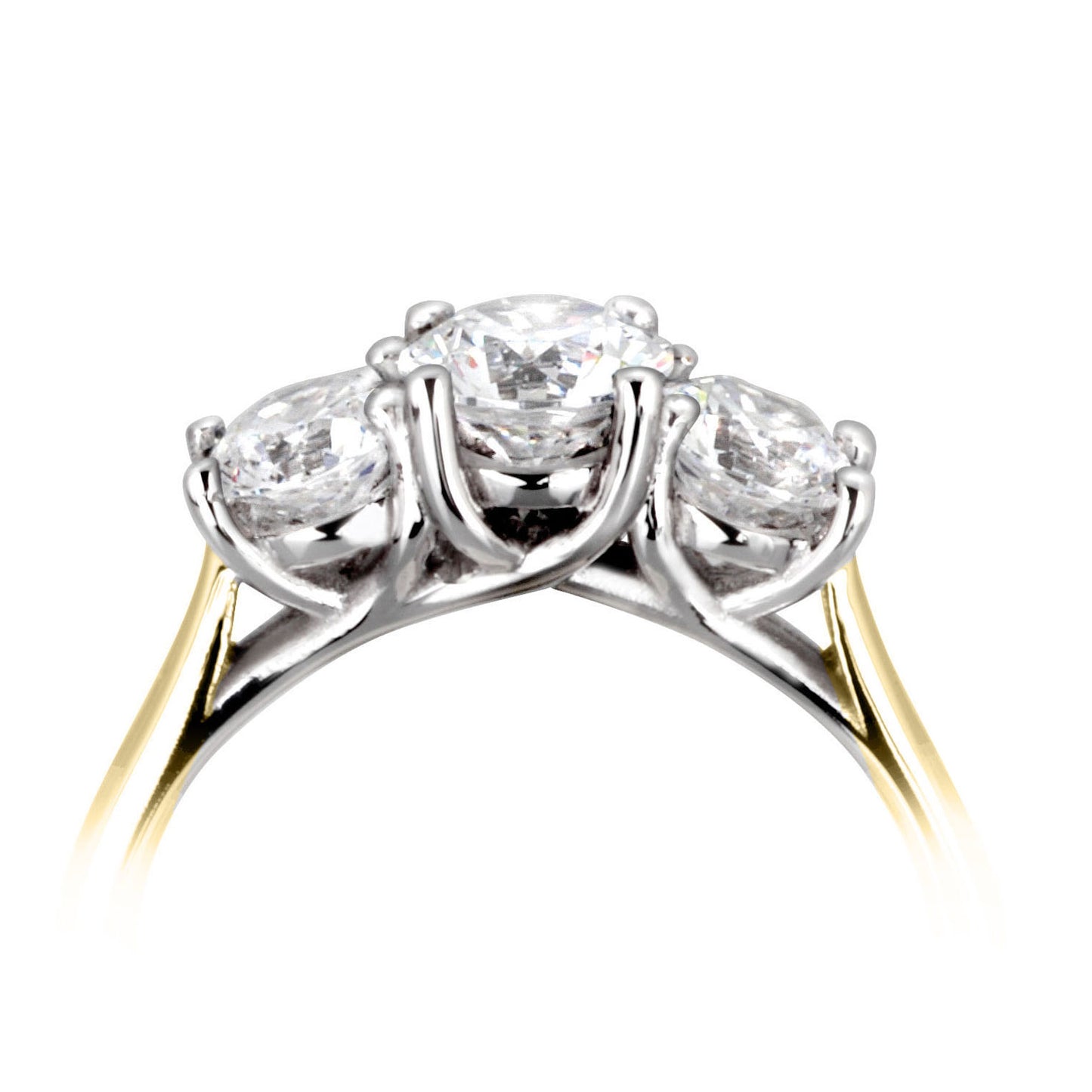 18ct Yellow Gold And Platinum Trilogy Diamond Ring. Slightly larger Centre Stone