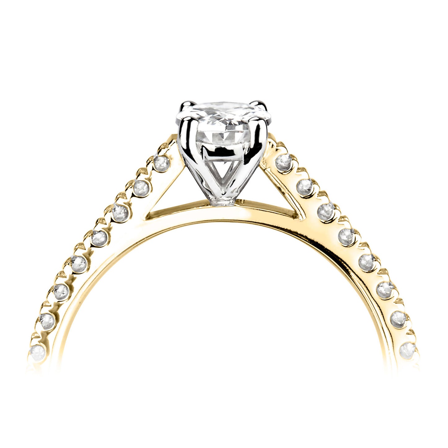 18ct Yellow Gold And Platinum Oval Diamond Ring With Diamond Shoulders