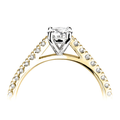 18ct Yellow Gold And Platinum Oval Diamond Ring With Diamond Shoulders