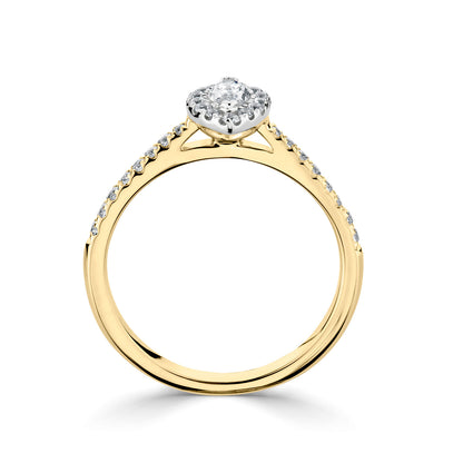 18ct Yellow Gold And Platinum Marquise halo Style Diamond Ring