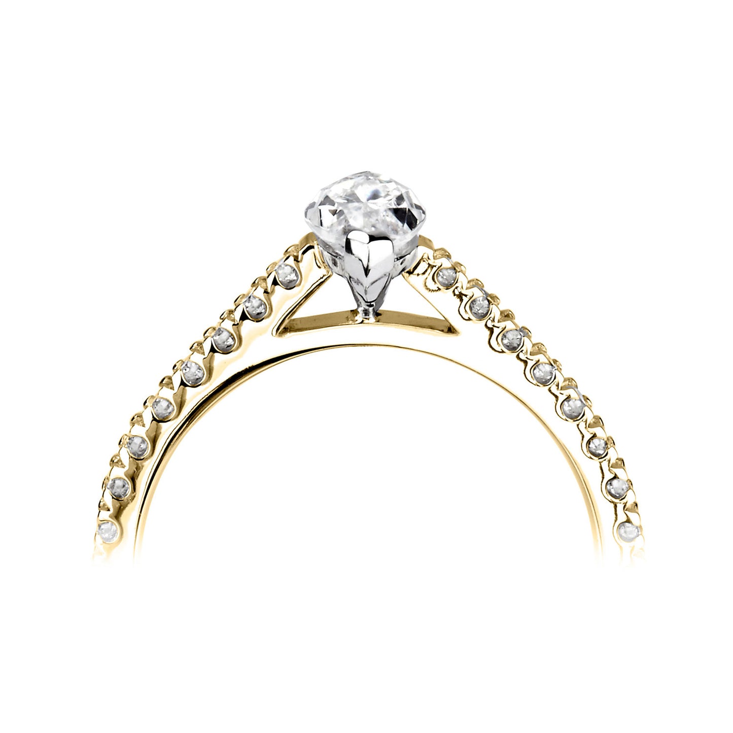 18ct Yellow Gold And Platinum Centre Marquise And Diamond Shoulder Ring