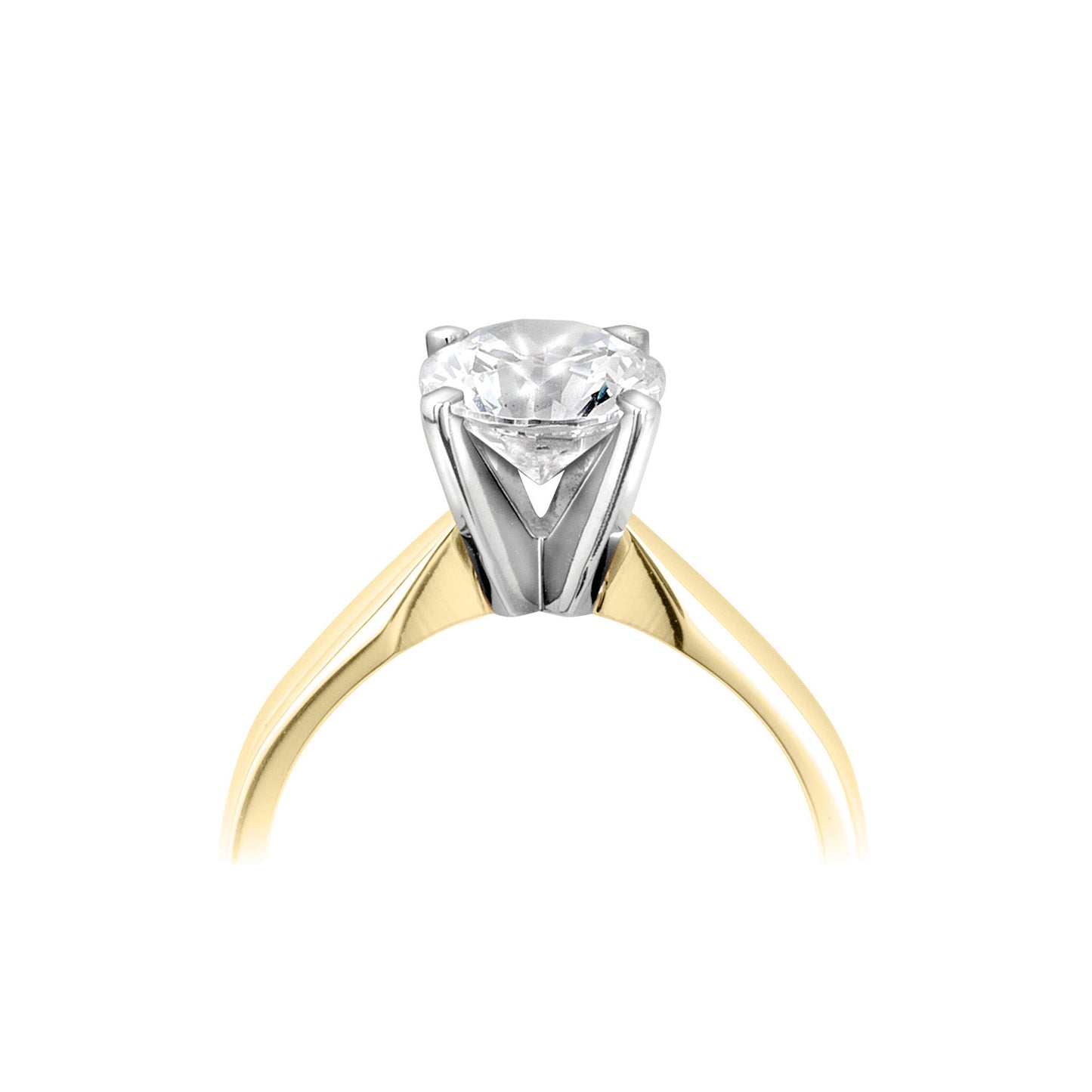 18ct Yellow Gold And Platinum Solitaire Four Claw Diamond Set Engagement