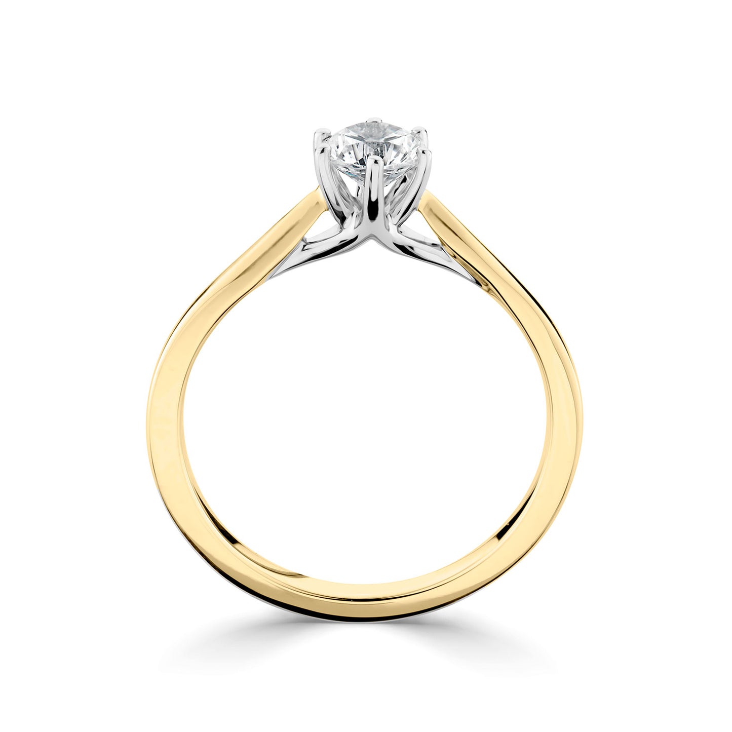 18ct Yellow Gold AndPlatinum Six Claw Solitaire Diamond Engagement Ring