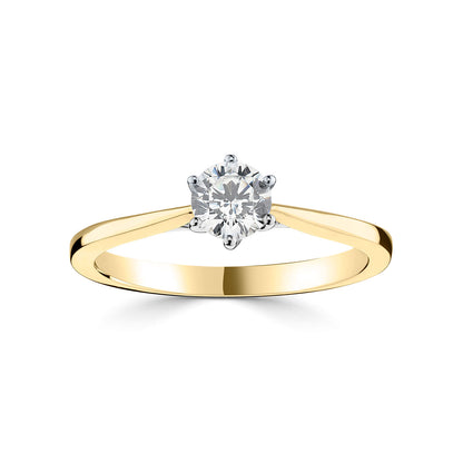 18ct Yellow Gold AndPlatinum Six Claw Solitaire Diamond Engagement Ring