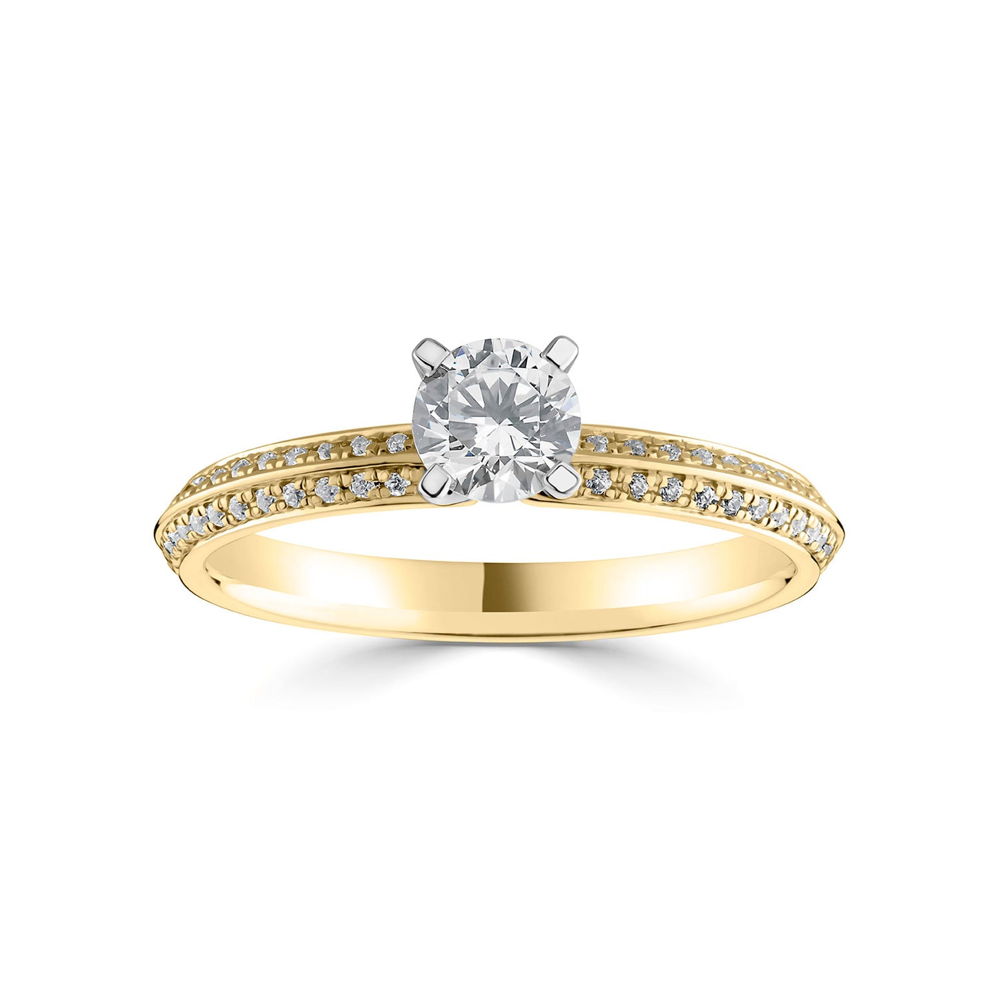 18ct Yellow Gold And Platinum Knife Edge Diamond Ring