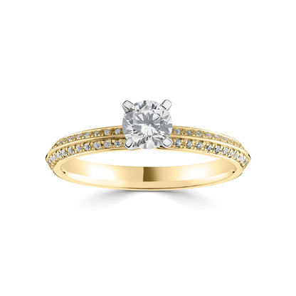 18ct Yellow Gold And Platinum Knife Edge Diamond Ring