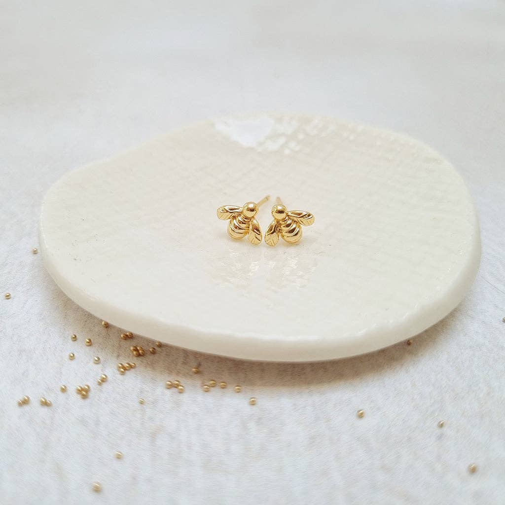 Gold Plated  Bee stud earrings in a Bottle