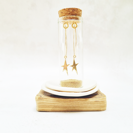 Gold Plated  Star with Crystal Oval Hoop Earrings in a Bottle