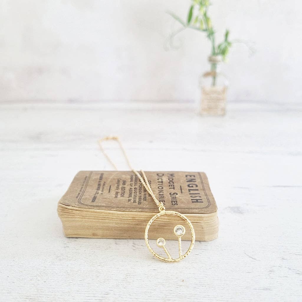 Gold Plated Little flower Crystals in a Circle Necklace