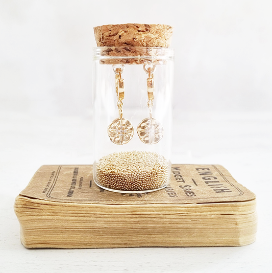 Crystal North Star Gold Earrings in a Bottle