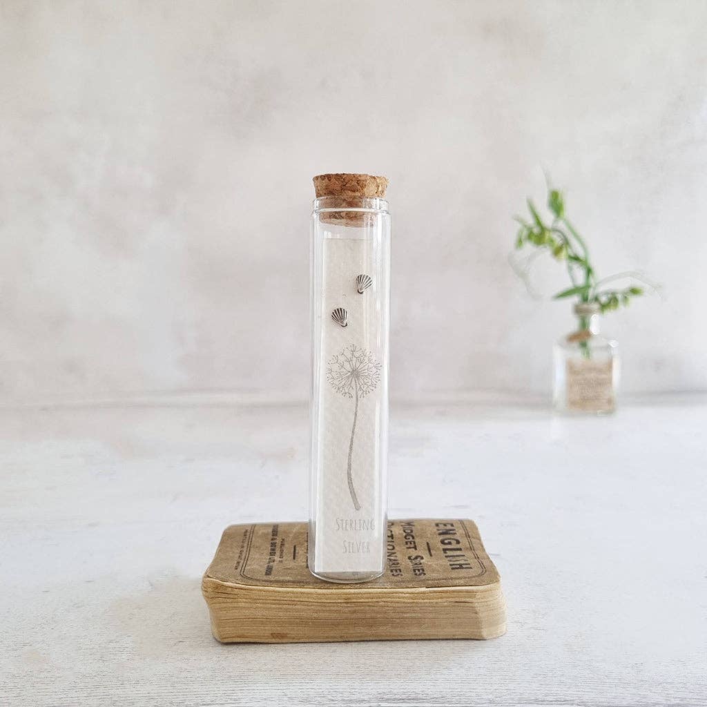 Sterling silver Shell stud earrings in a Bottle