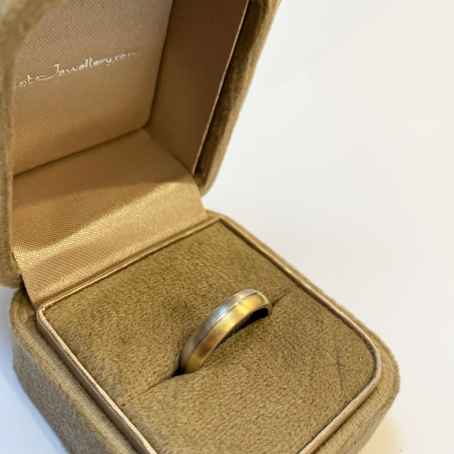 Half And Half Two Colour 18ct White And Yellow Gold 4mm Wedding Ring