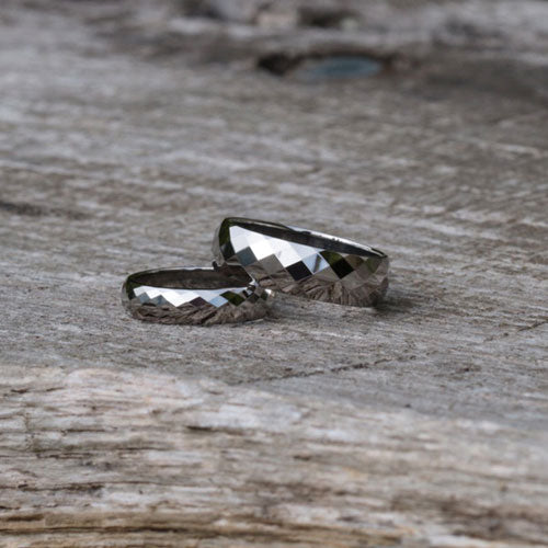 Facetted Harlequin Design Sterling Silver 6mm Wedding Ring