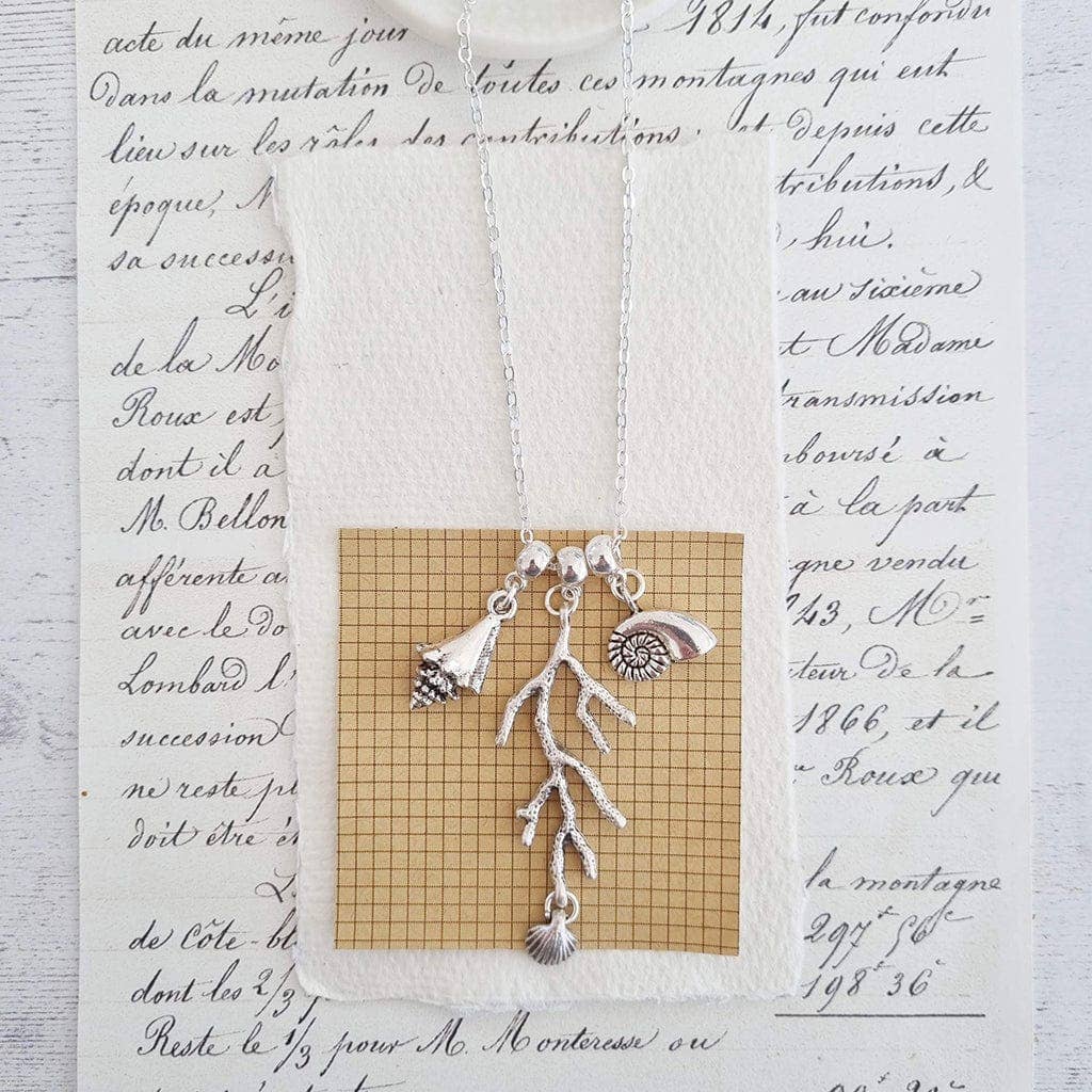 Coral and Shells Charm Necklace