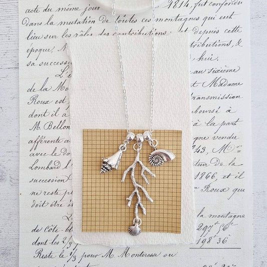 Coral and Shells Charm Necklace